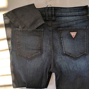 Leather and denim shaping skinny jeans by Guess